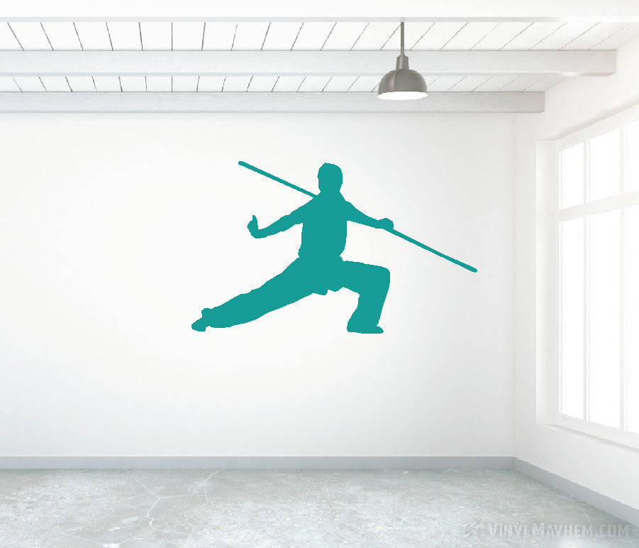Martial arts bo staff silhouette vinyl sticker