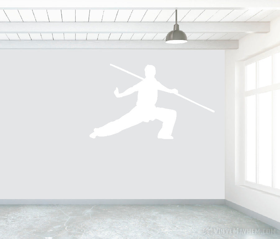 Martial arts bo staff silhouette vinyl sticker