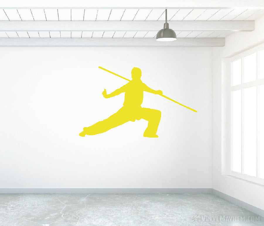Martial arts bo staff silhouette vinyl sticker