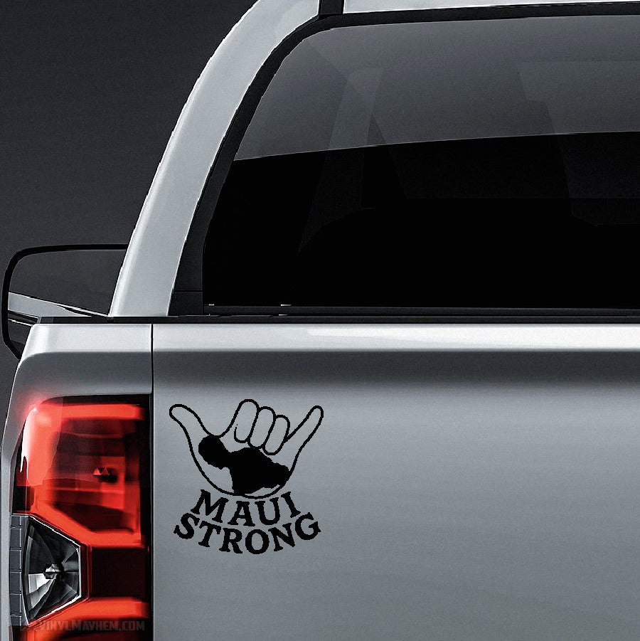 Maui Strong with Shaka and stacked text vinyl sticker