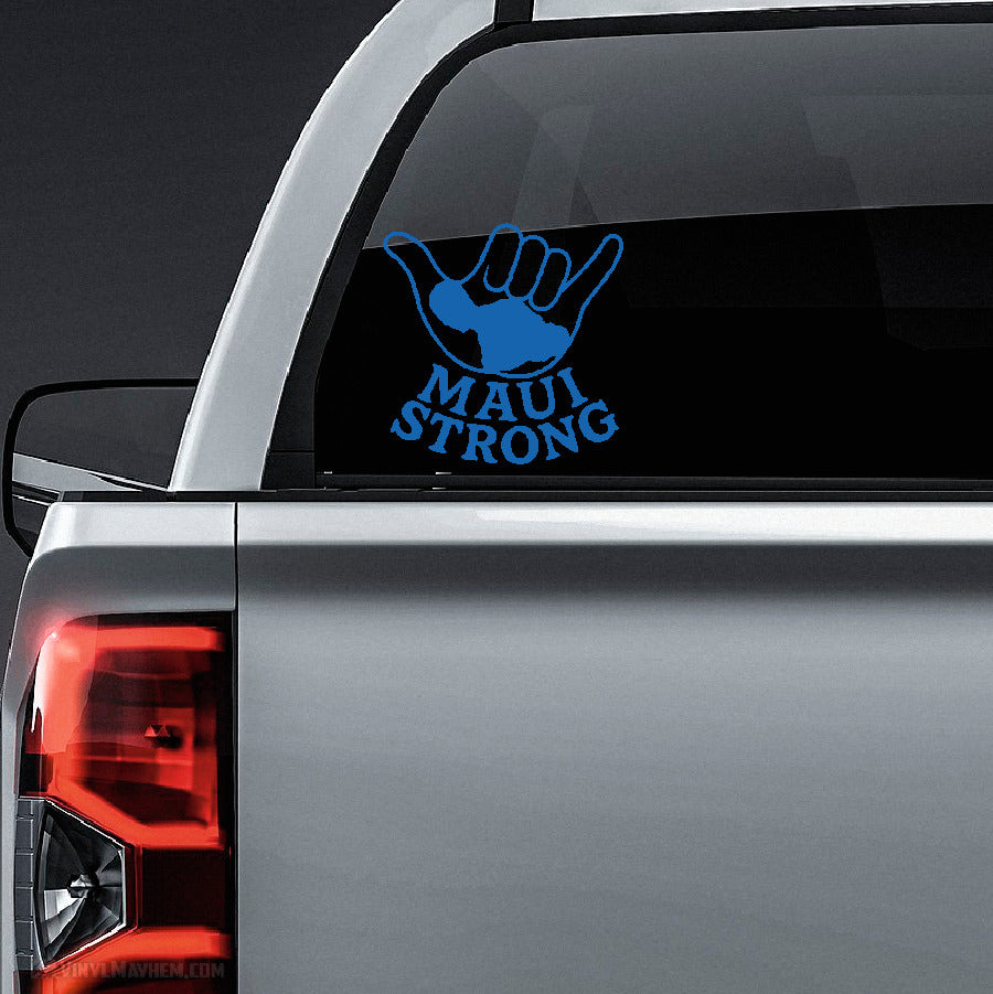 Maui Strong with Shaka and stacked text vinyl sticker