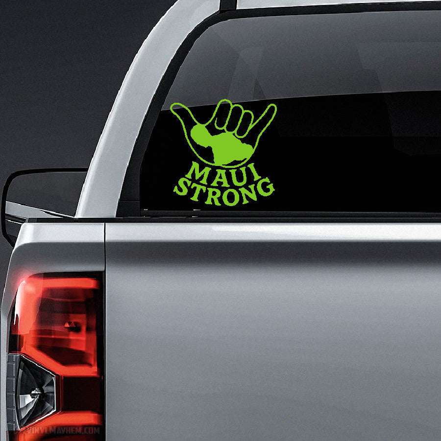 Maui Strong with Shaka and stacked text vinyl sticker