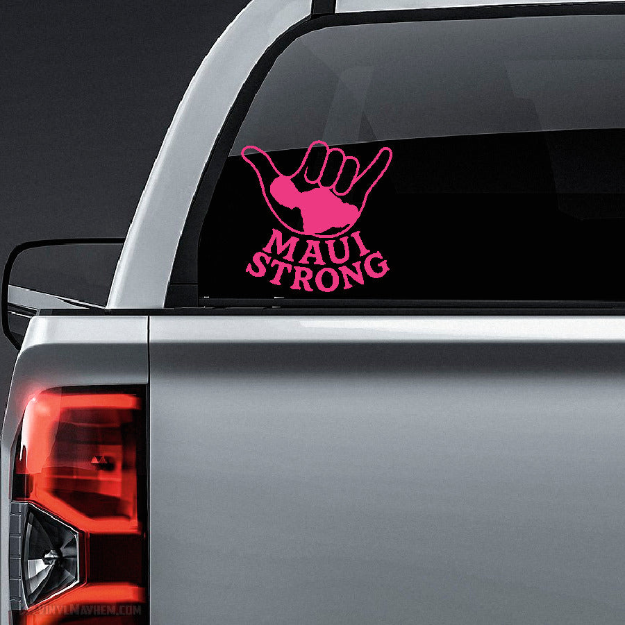 Maui Strong with Shaka and stacked text vinyl sticker