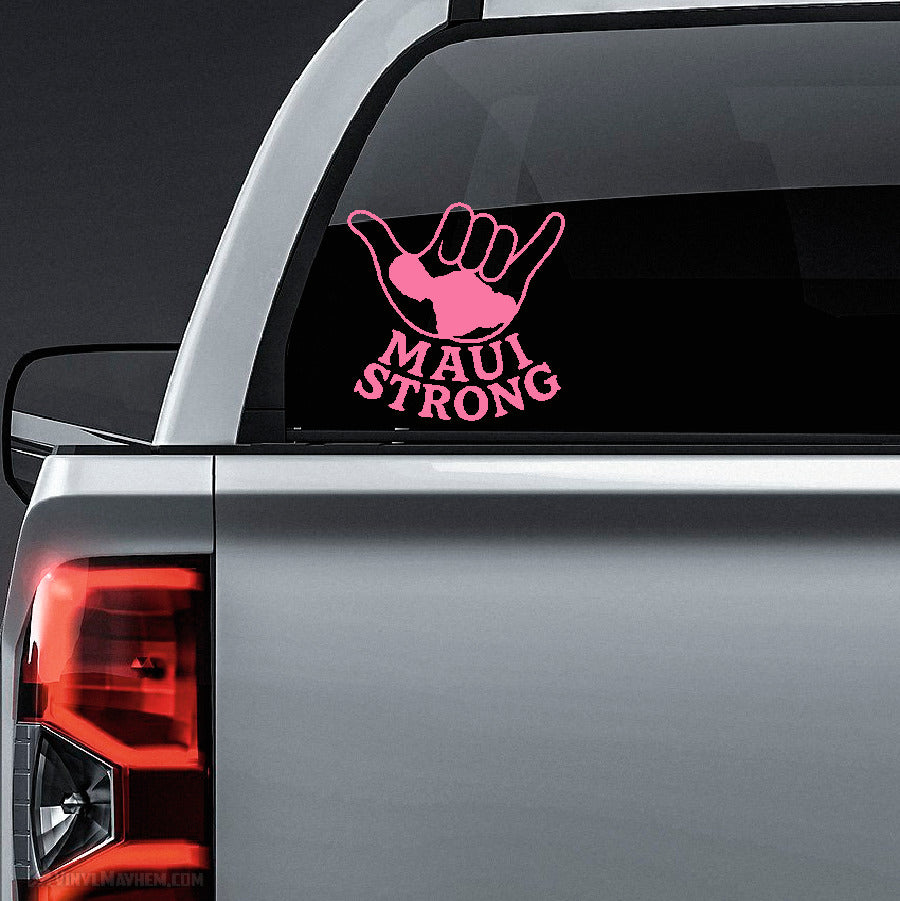 Maui Strong with Shaka and stacked text vinyl sticker