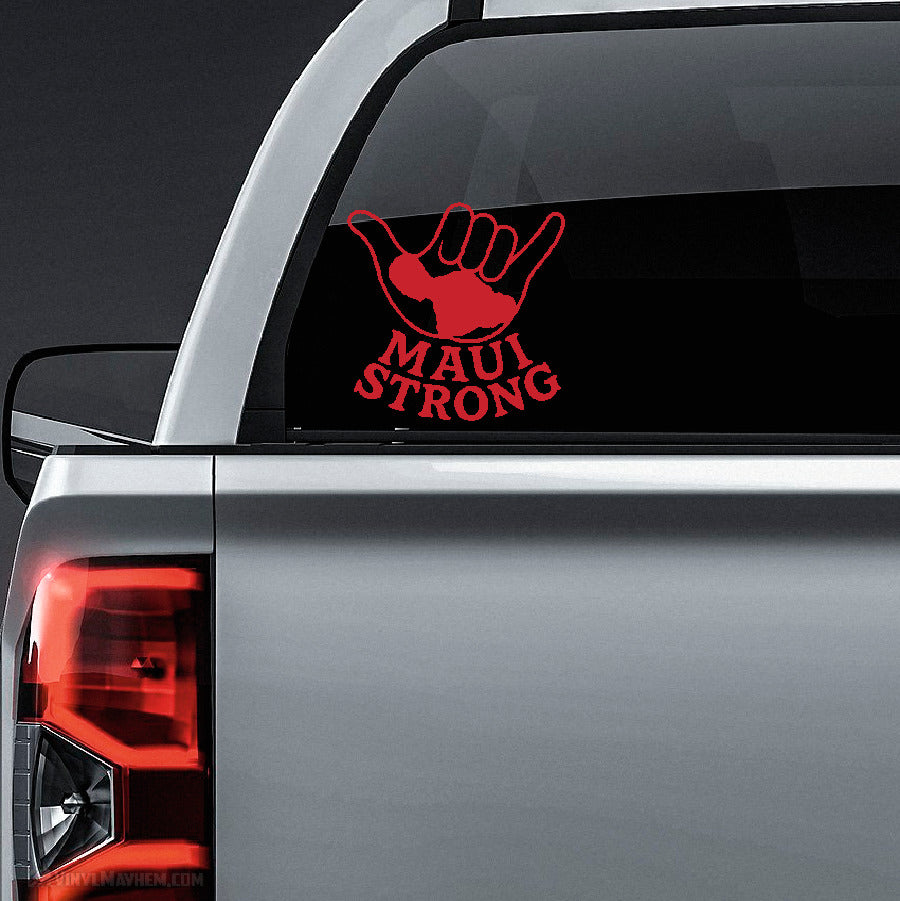 Maui Strong with Shaka and stacked text vinyl sticker