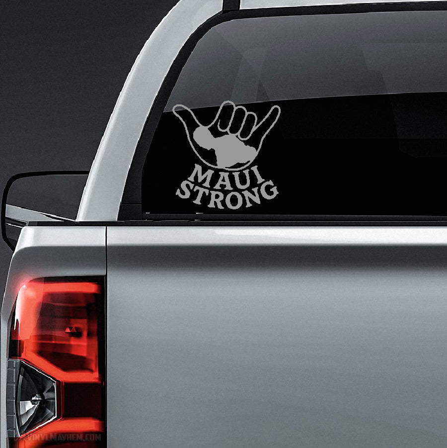 Maui Strong with Shaka and stacked text vinyl sticker