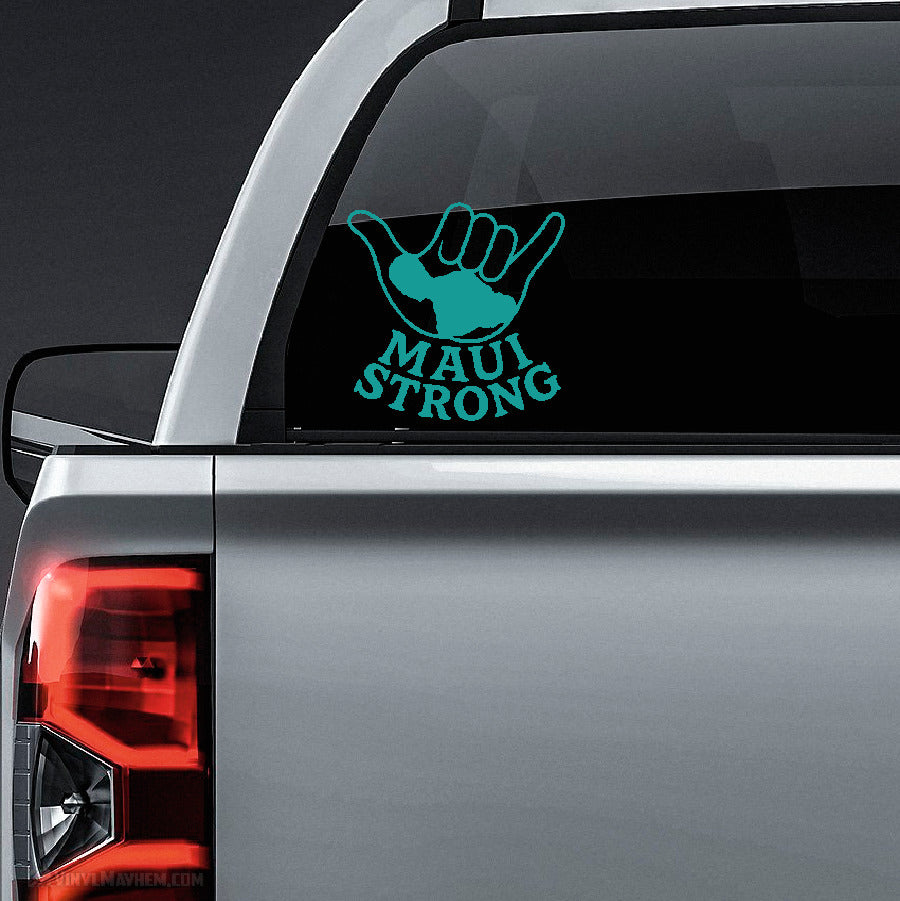 Maui Strong with Shaka and stacked text vinyl sticker