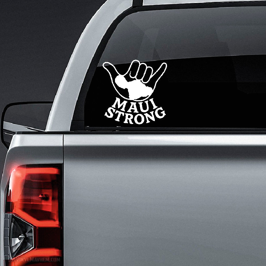 Maui Strong with Shaka and stacked text vinyl sticker