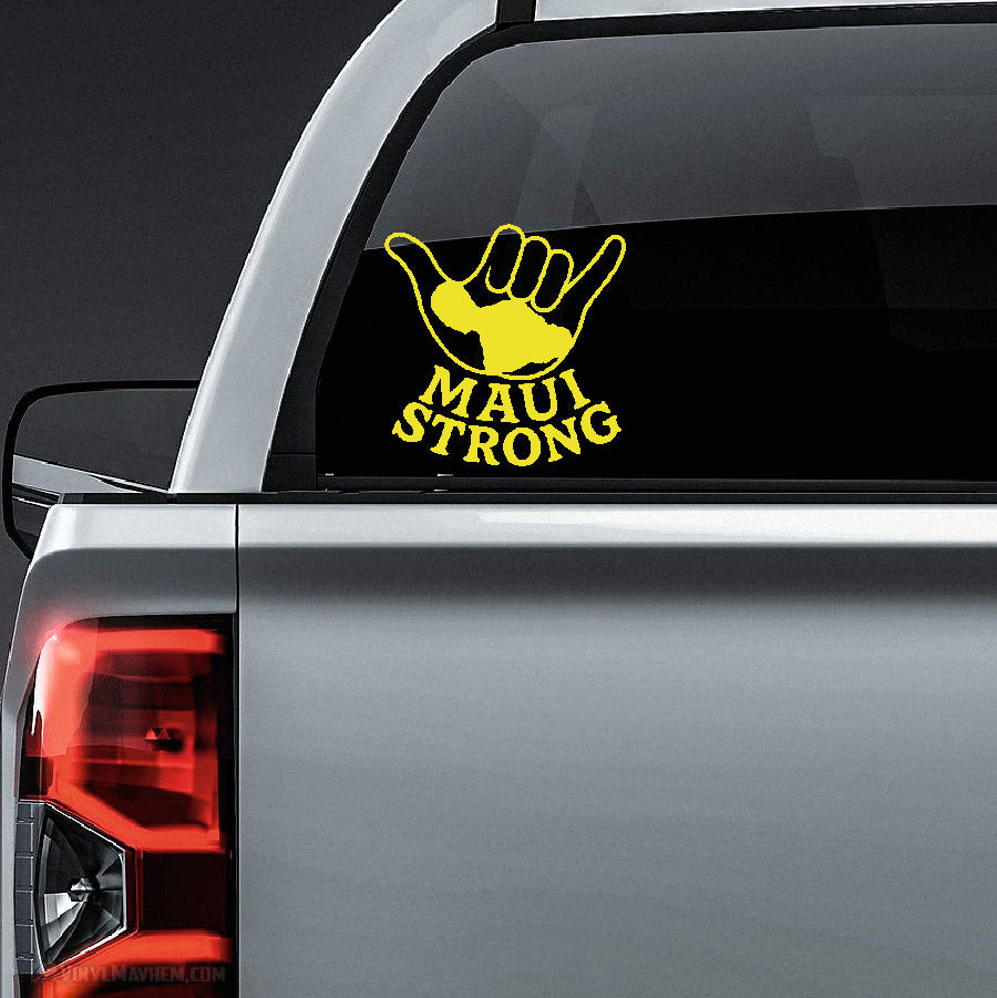 Maui Strong with Shaka and stacked text vinyl sticker