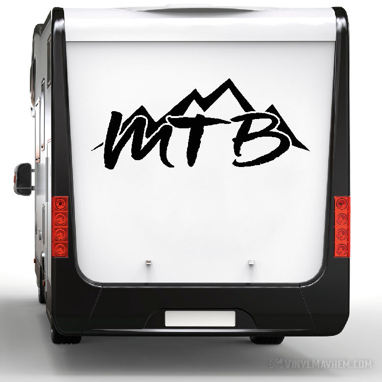 MTB with Mountains mountain biking vinyl sticker