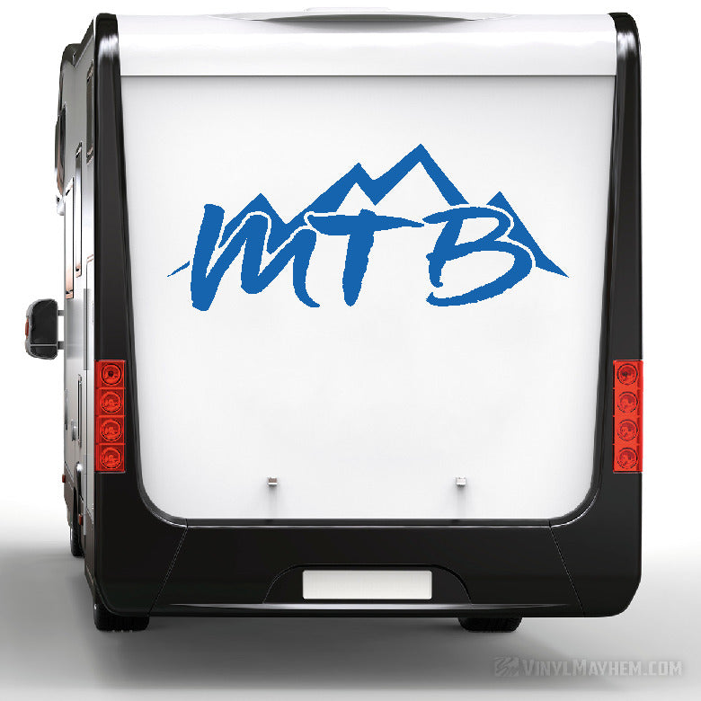 MTB with Mountains mountain biking vinyl sticker