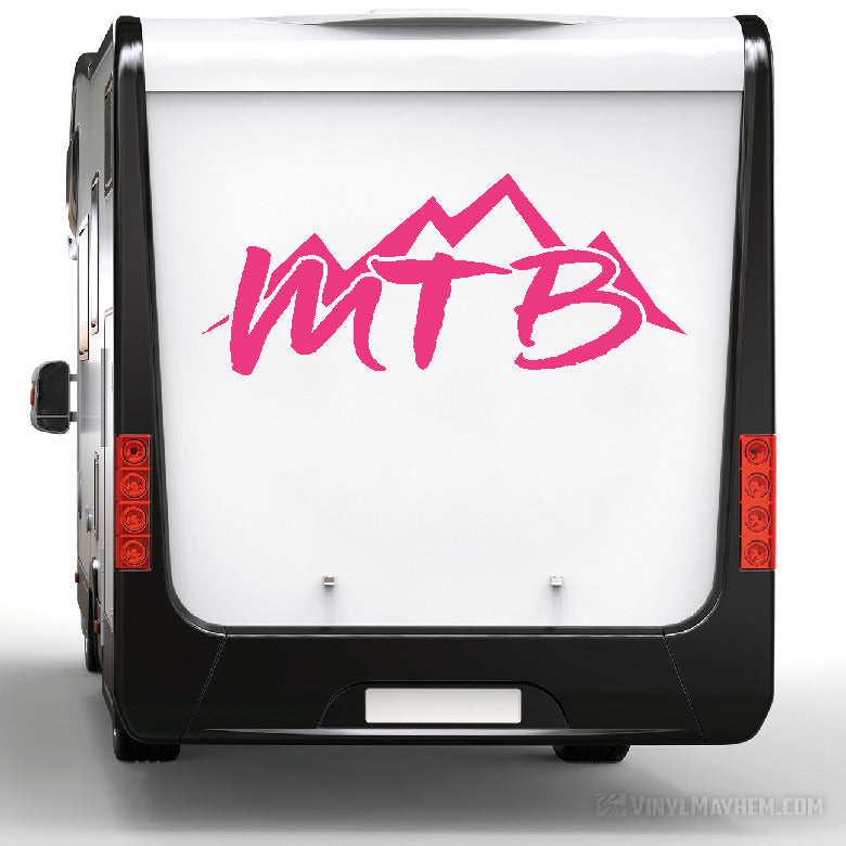 MTB with Mountains mountain biking vinyl sticker