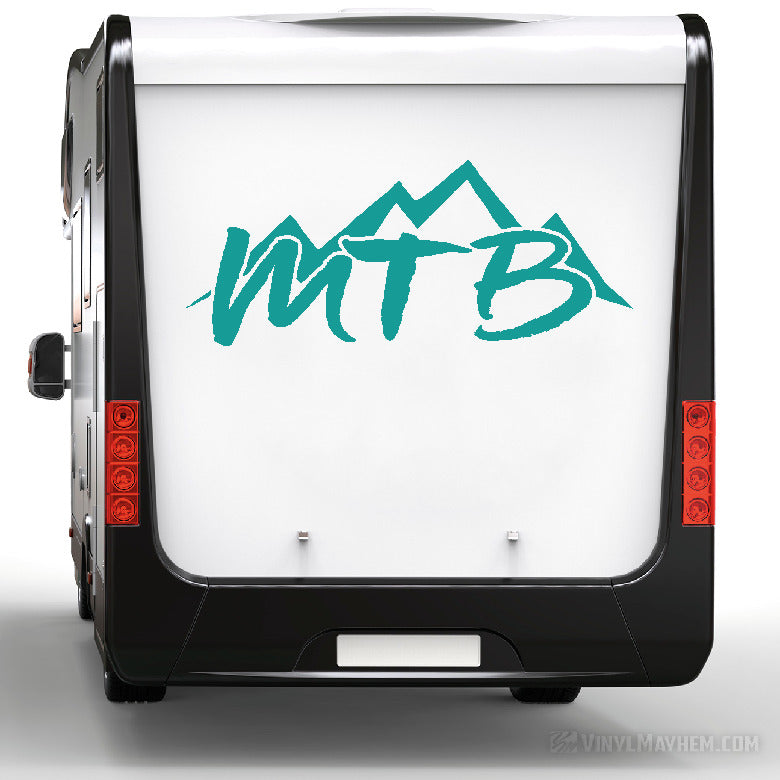 MTB with Mountains mountain biking vinyl sticker