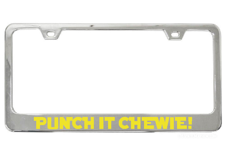Punch It Chewie! chrome license plate frame