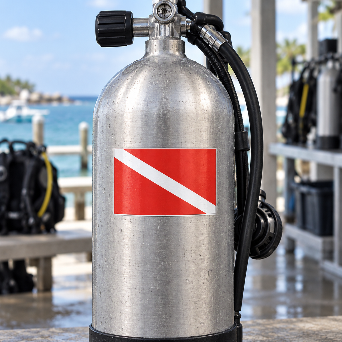 Scuba Diving Trident Flag sticker
