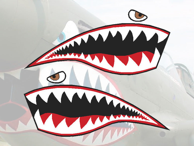 Shark Teeth Flying Tiger World War 2 Bomber Airplane sticker set ...