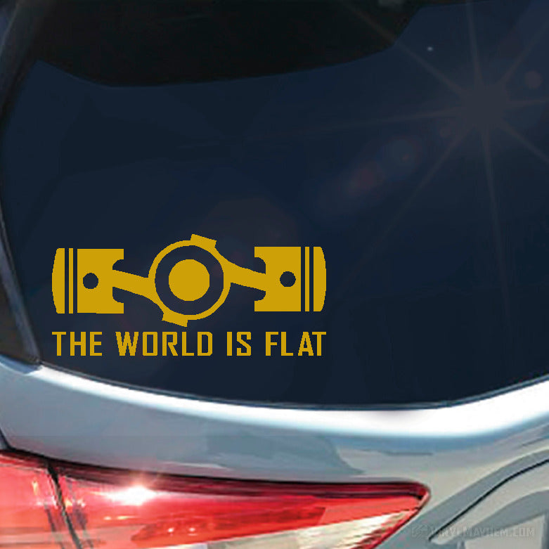 The World Is Flat boxer motor pistons vinyl sticker