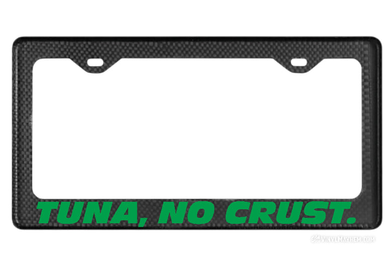 Tuna No Crust carbon fiber license plate frame