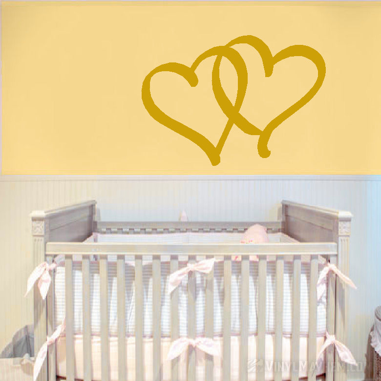 Two Hearts Calligraphy Style vinyl sticker