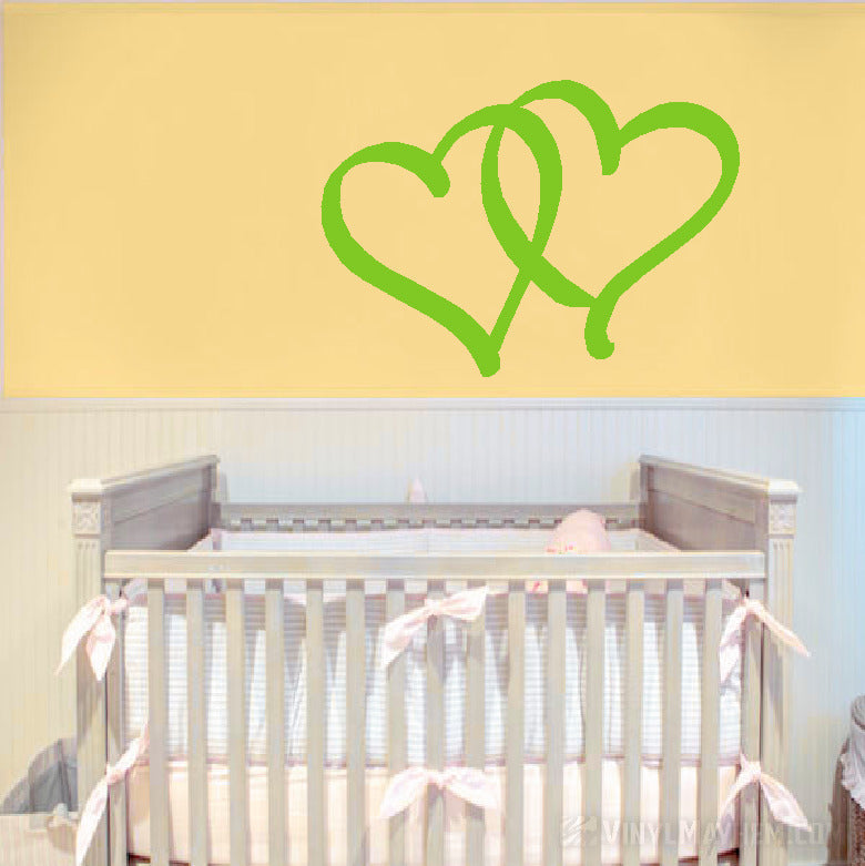 Two Hearts Calligraphy Style vinyl sticker