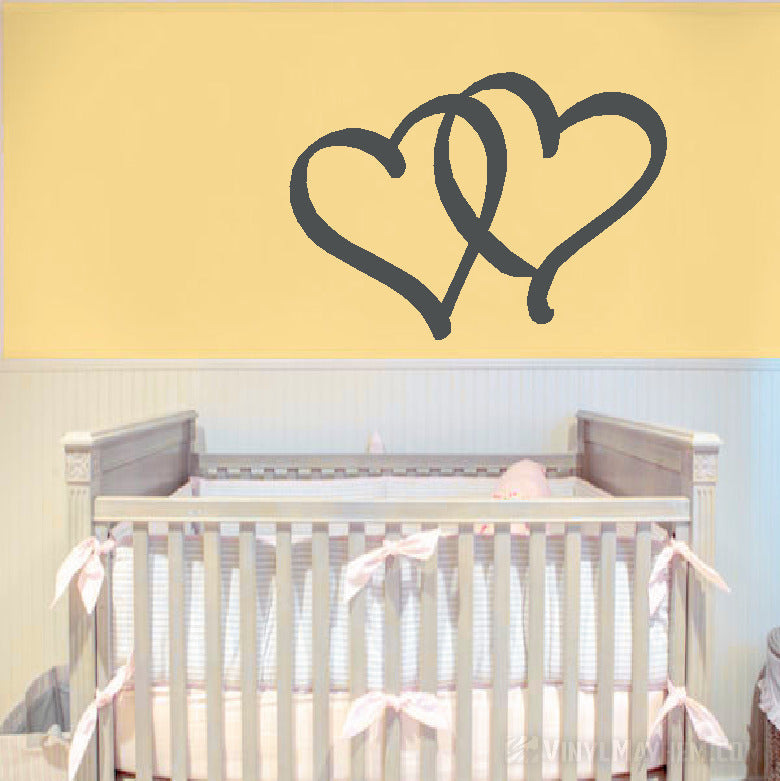 Two Hearts Calligraphy Style vinyl sticker