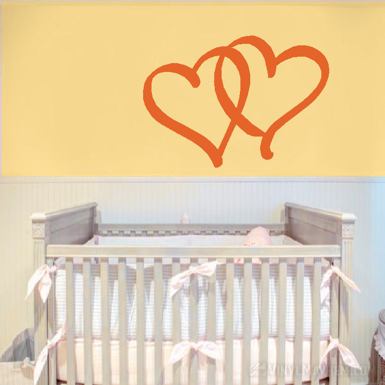 Two Hearts Calligraphy Style vinyl sticker