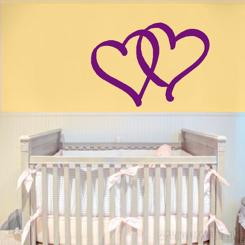 Two Hearts Calligraphy Style vinyl sticker