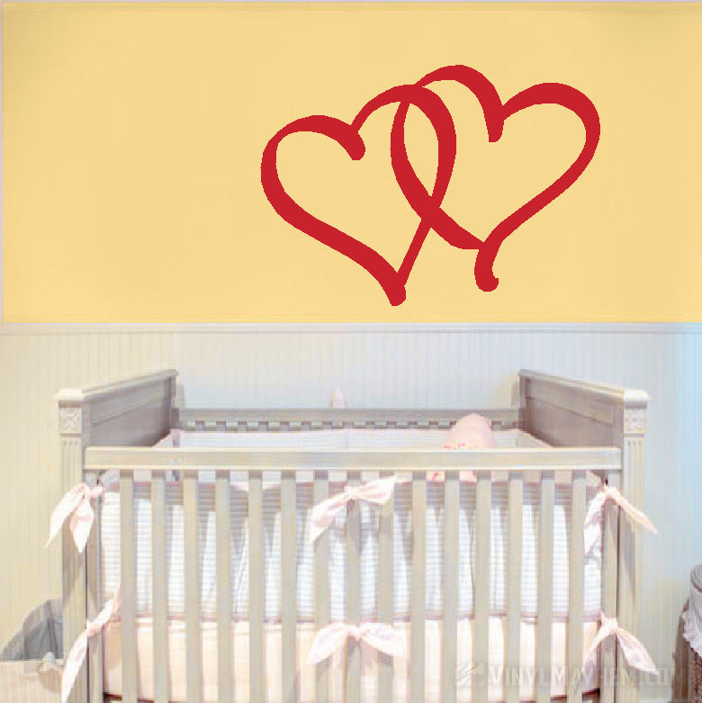 Two Hearts Calligraphy Style vinyl sticker