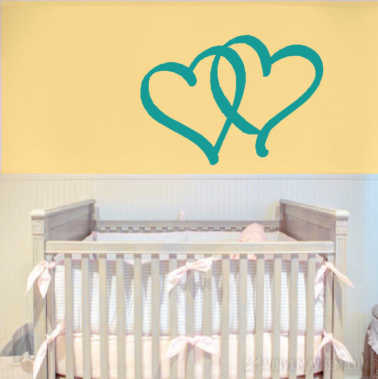 Two Hearts Calligraphy Style vinyl sticker