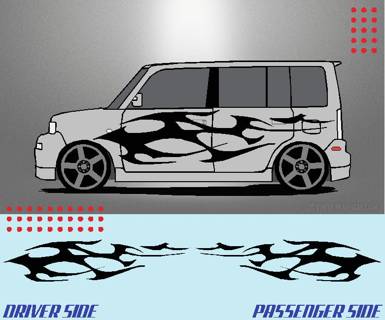 Wide Tribal Flame vinyl graphic kit