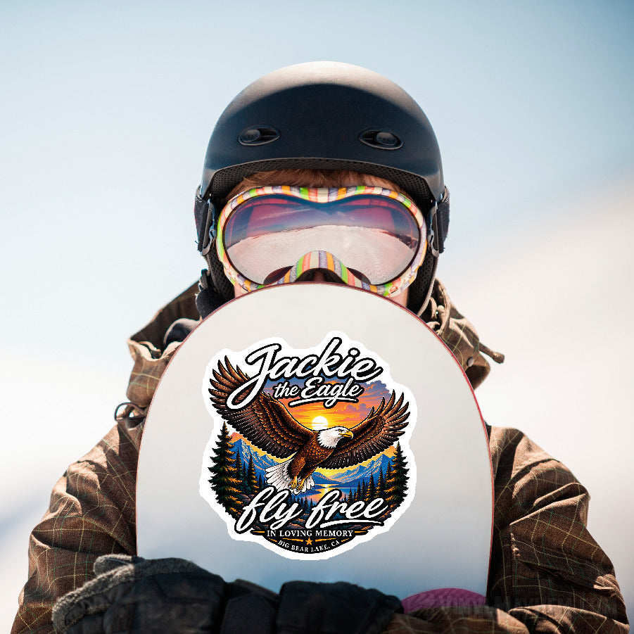 Jackie the Eagle Fly Free Big Bear Lake Memorial Vinyl Sticker