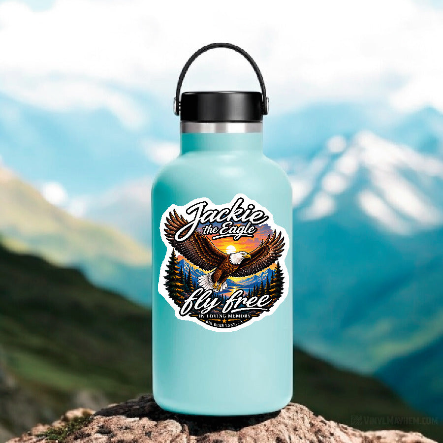 Jackie the Eagle Fly Free Big Bear Lake Memorial Vinyl Sticker