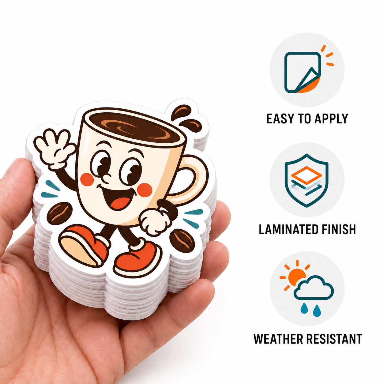 Custom White Vinyl Die-Cut Laminated Stickers
