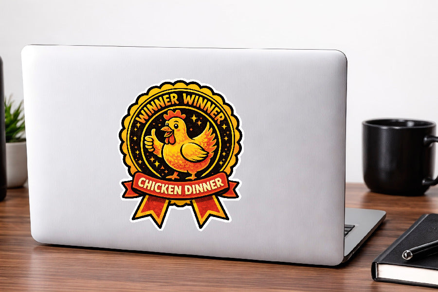 Winner Winner Chicken Dinner Award Ribbon Sticker
