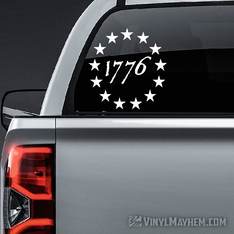 Constitution style text stars in circle vinyl sticker