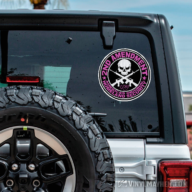 2nd Amendment America&#39;s Original Homeland Security pink sticker