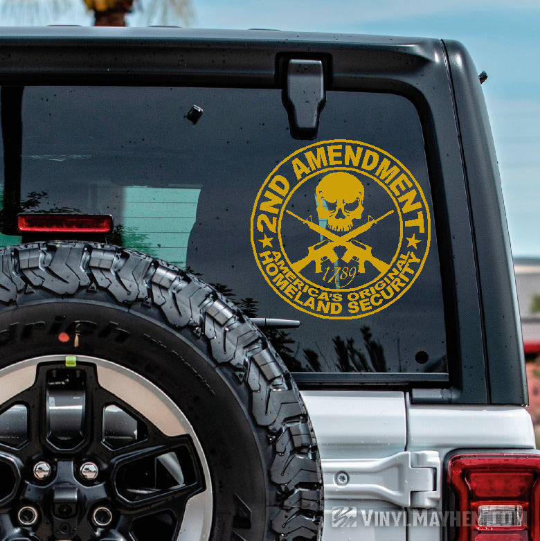 2nd Amendment 'The Original Homeland Security' Vinyl Decal Sticker - Handgun, Rifle, 9mm