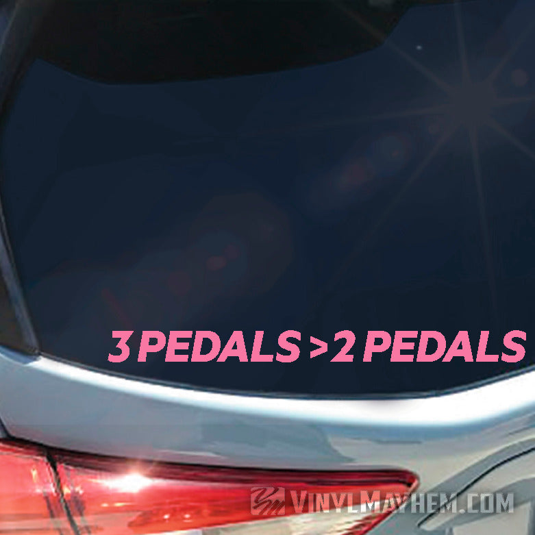 3 pedals in a car 3 Pedals greater than 2 Pedals car truck racing vinyl sticker decal