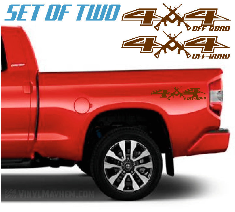 4X4 Off-Road with AR rifles vinyl sticker set