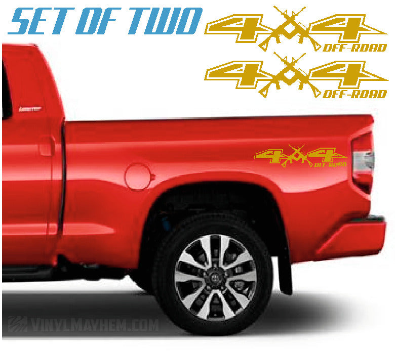 4X4 Off-Road with AR rifles vinyl sticker set