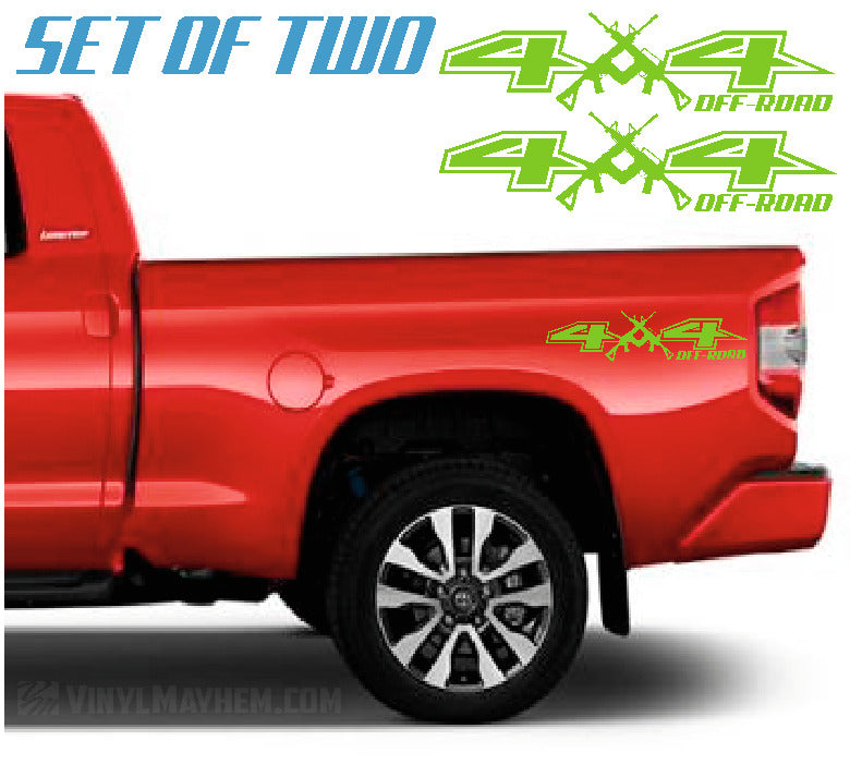 4X4 Off-Road with AR rifles vinyl sticker set