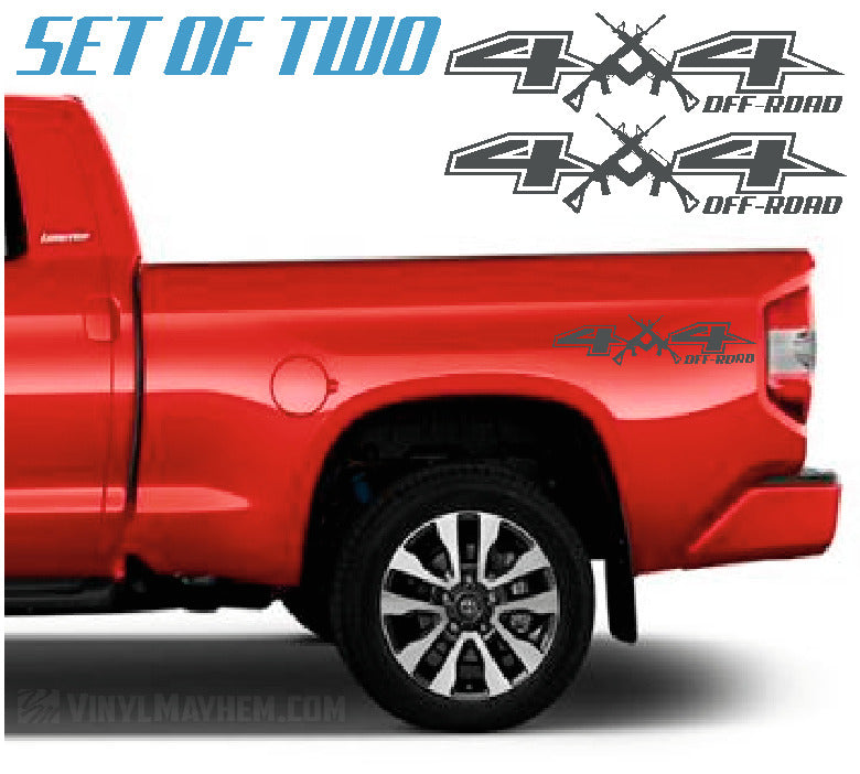4X4 Off-Road with AR rifles vinyl sticker set