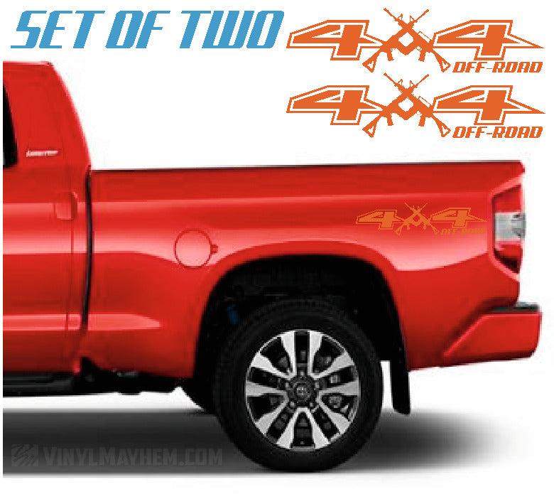 4X4 Off-Road with AR rifles vinyl sticker set