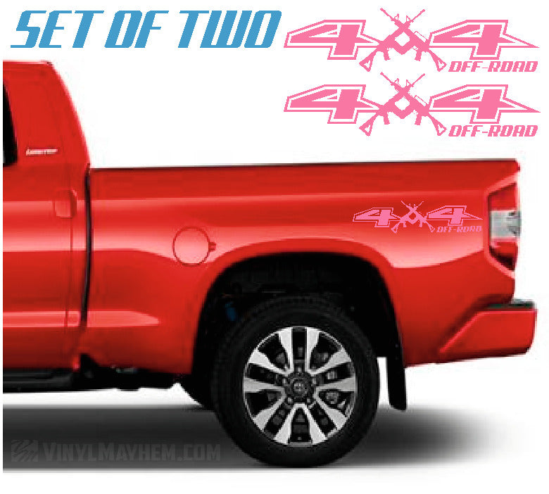 4X4 Off-Road with AR rifles vinyl sticker set