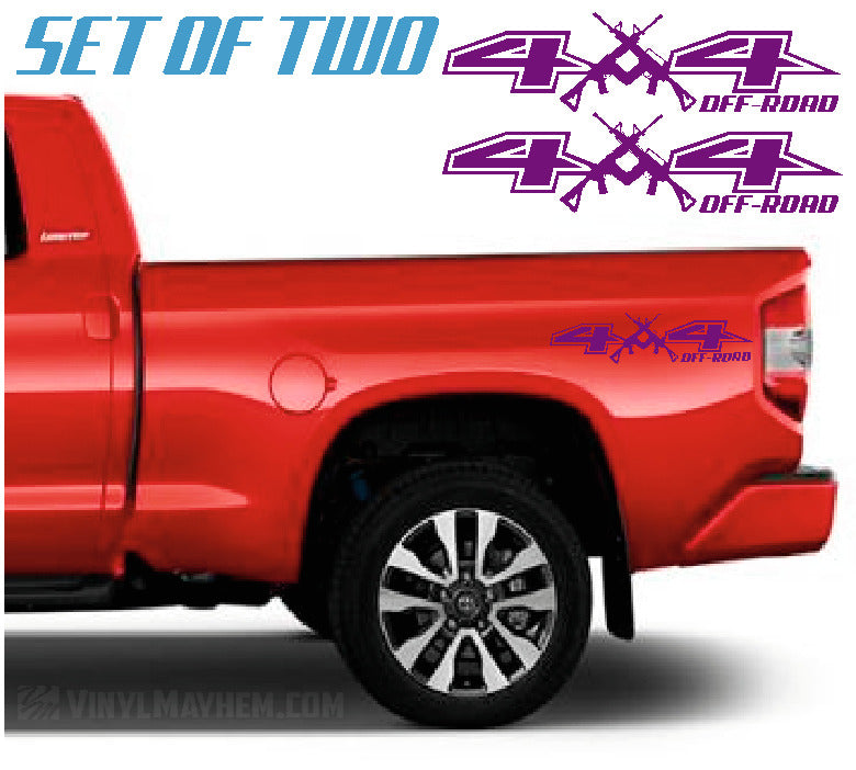 4X4 Off-Road with AR rifles vinyl sticker set