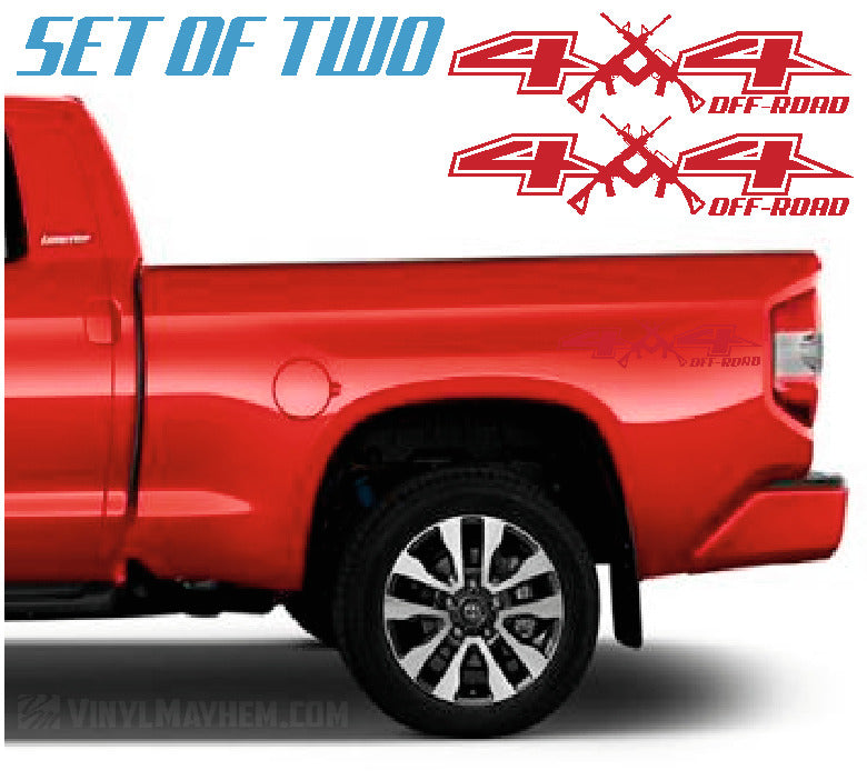 4X4 Off-Road with AR rifles vinyl sticker set