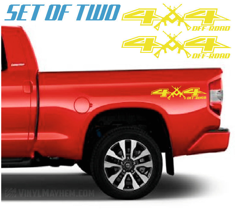 4X4 Off-Road with AR rifles vinyl sticker set
