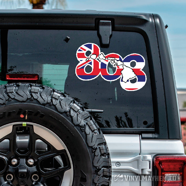 Hawaii Flag Chrome Plastic Emblem Decal Sticker For Car, Truck, Motorcycle - Universal Fit