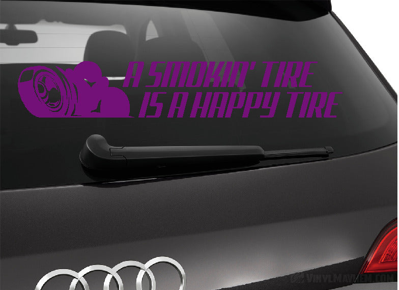 A Smokin&#39; Tire is a Happy Tire vinyl sticker