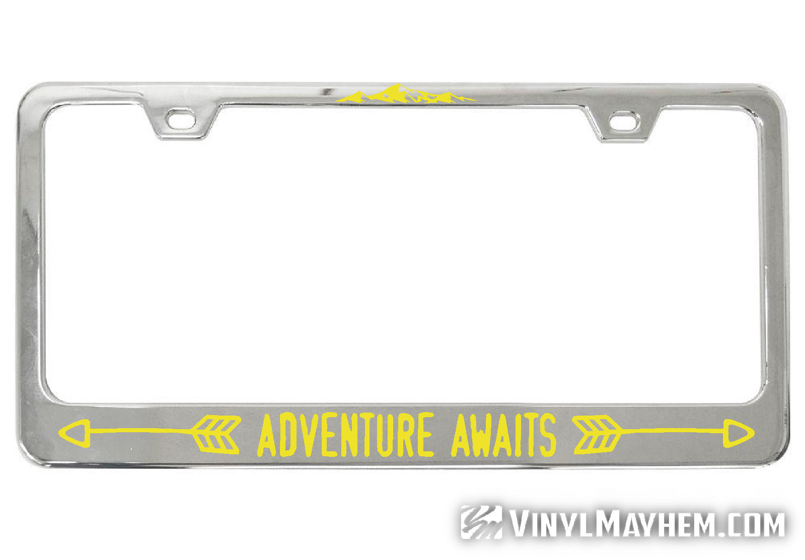 Adventure Awaits Mountains Vanity Front License Plate Tag Aluminum 12 Inch X 6 Inch